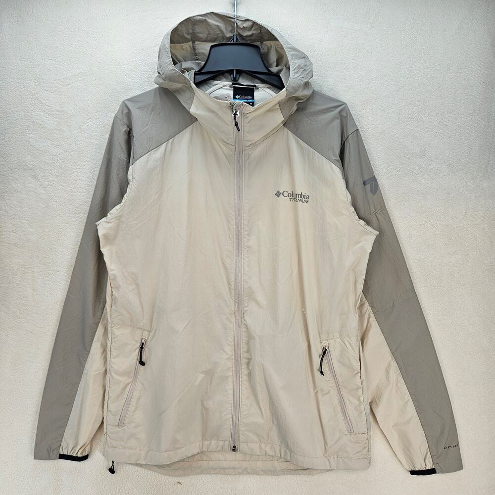 COLUMBIA WOMEN'S M WINDBREAKER JACKET LOOP TRAIL GREY BEIGE WO9484-278 SAMPLE